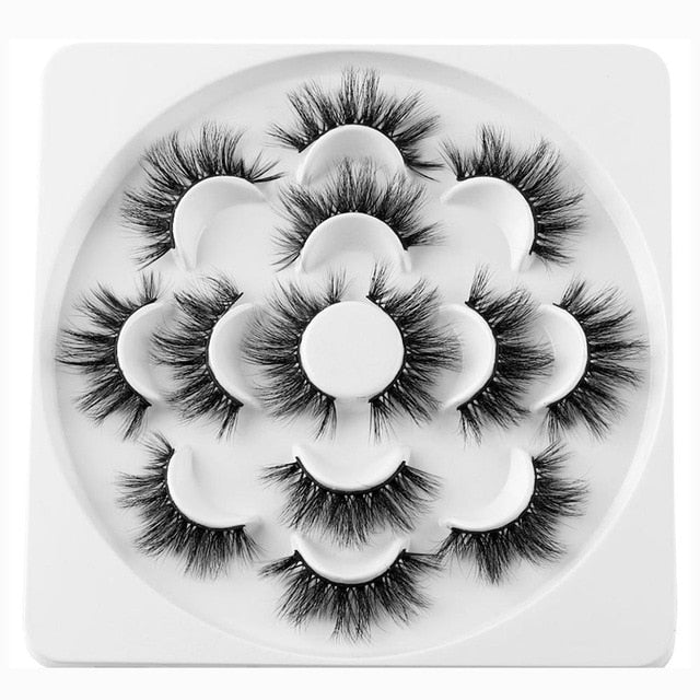 7 Pairs 3D Mink Eyelashes 25mm Lashes Thick Long Wispy Fluffy Handmade Eyelashes