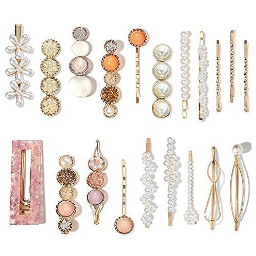 Acetic acid edge clip marble effect hair clip pearl candy color fashionable hair clip combination set