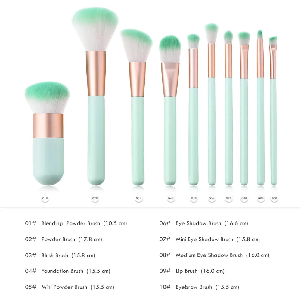 10PC Makeup Brush Tools Face Eyeshadow Foundation Makeup Brushes