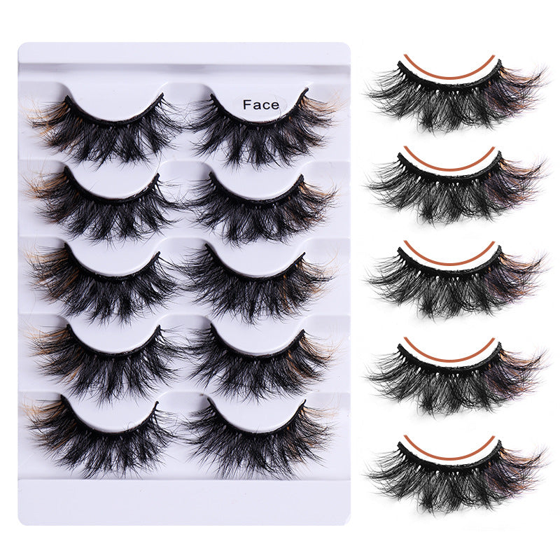 5 Pairs Of Colorful Eyelashes Multi Layer Mink Like Eyelashes