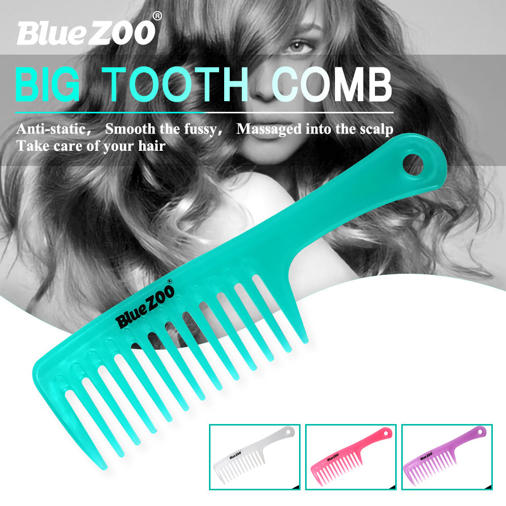 4 Colors Blue ZOO Candy Color Straight Handle Large Size Wide Tooth Comb Curling Comb Hairdressing Comb