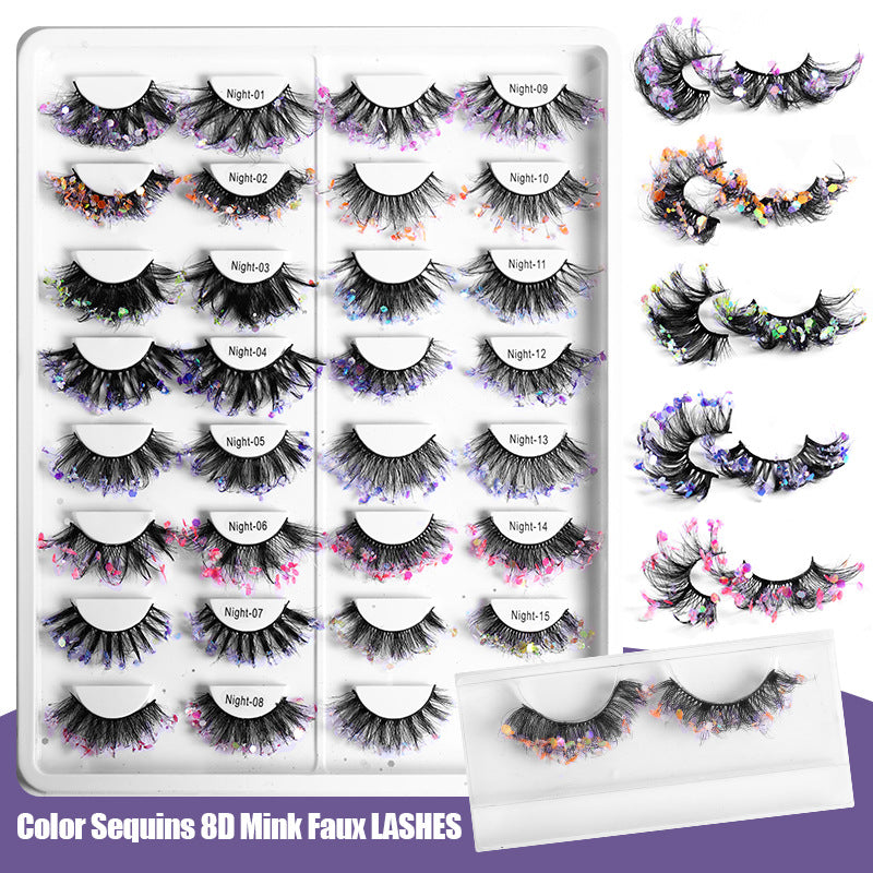 Color Eyelashes Multi Layer Thick Cross Mink Eyelashes 8D FLUFFY
