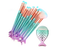 11PC Mermaid Makeup Brushes Foundation Eyebrow Eyeliner Blush Powder Cosmetic Concealer