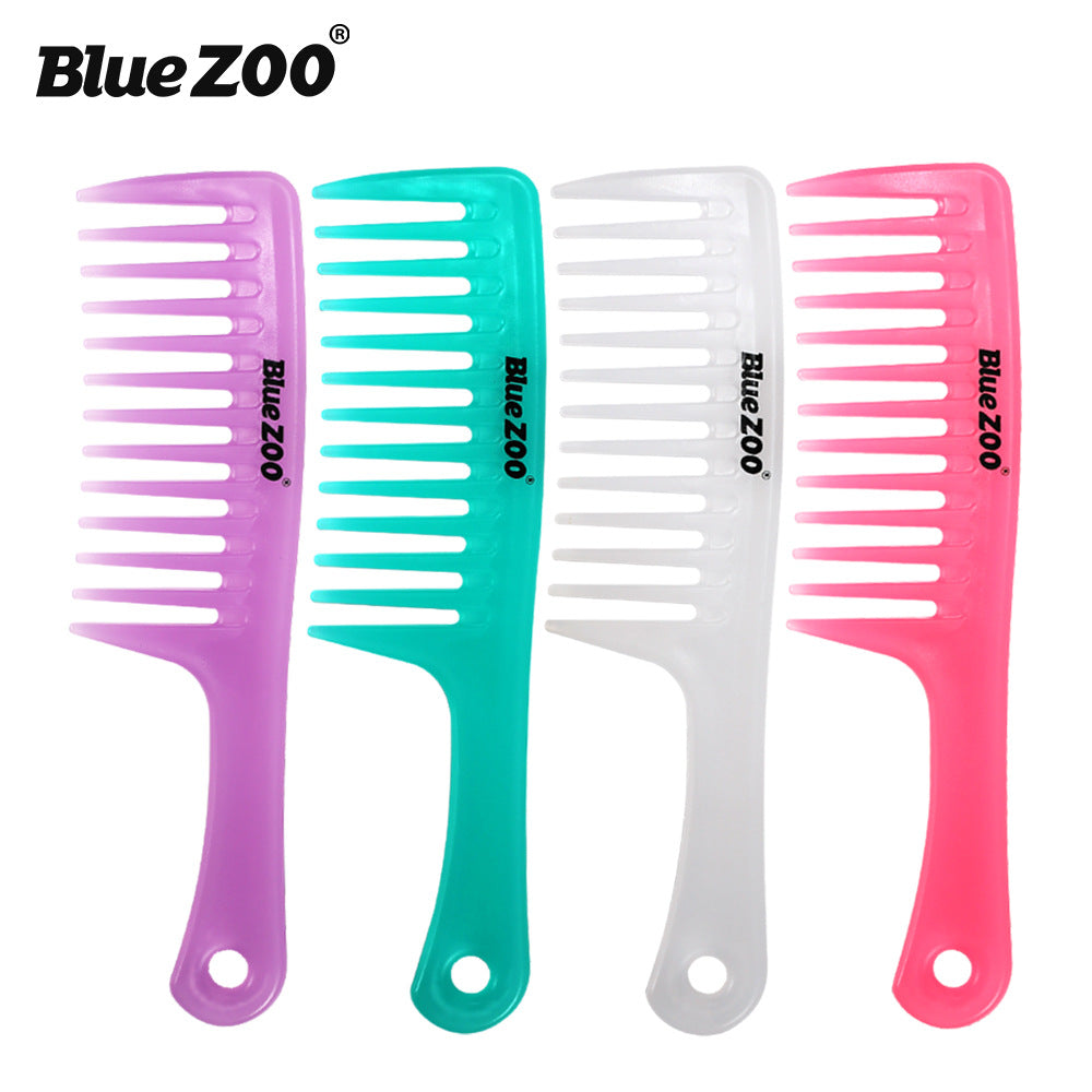 4 Colors Blue ZOO Candy Color Straight Handle Large Size Wide Tooth Comb Curling Comb Hairdressing Comb