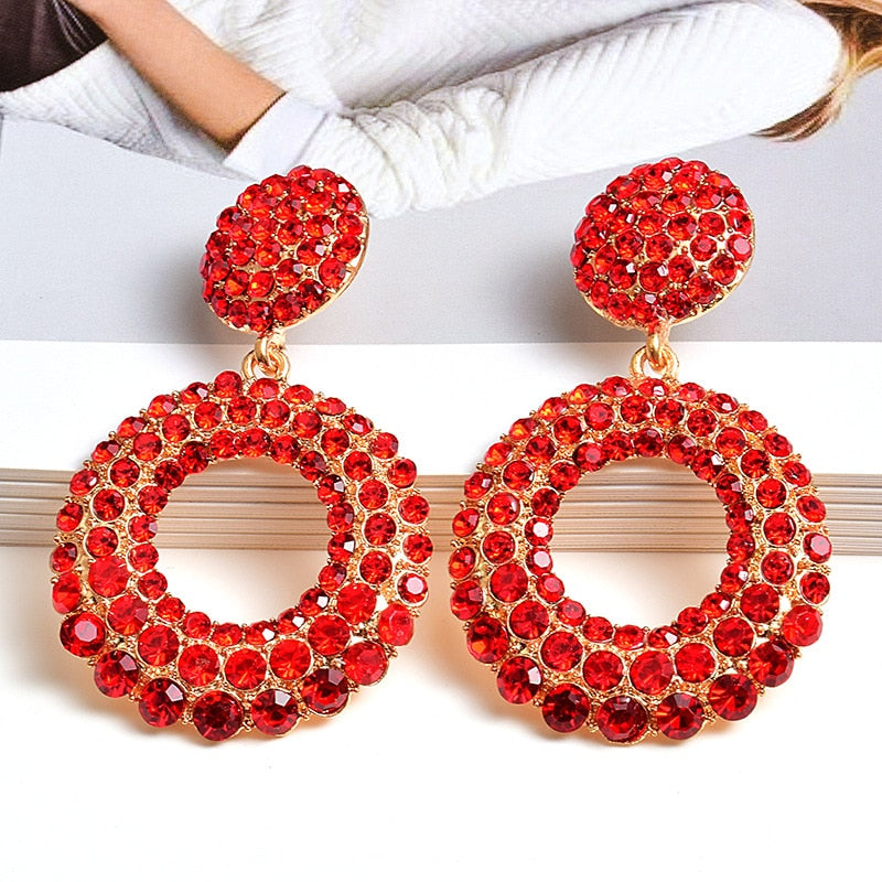 Fashion Large Round Temperament Diamond Earrings Women's Accessories