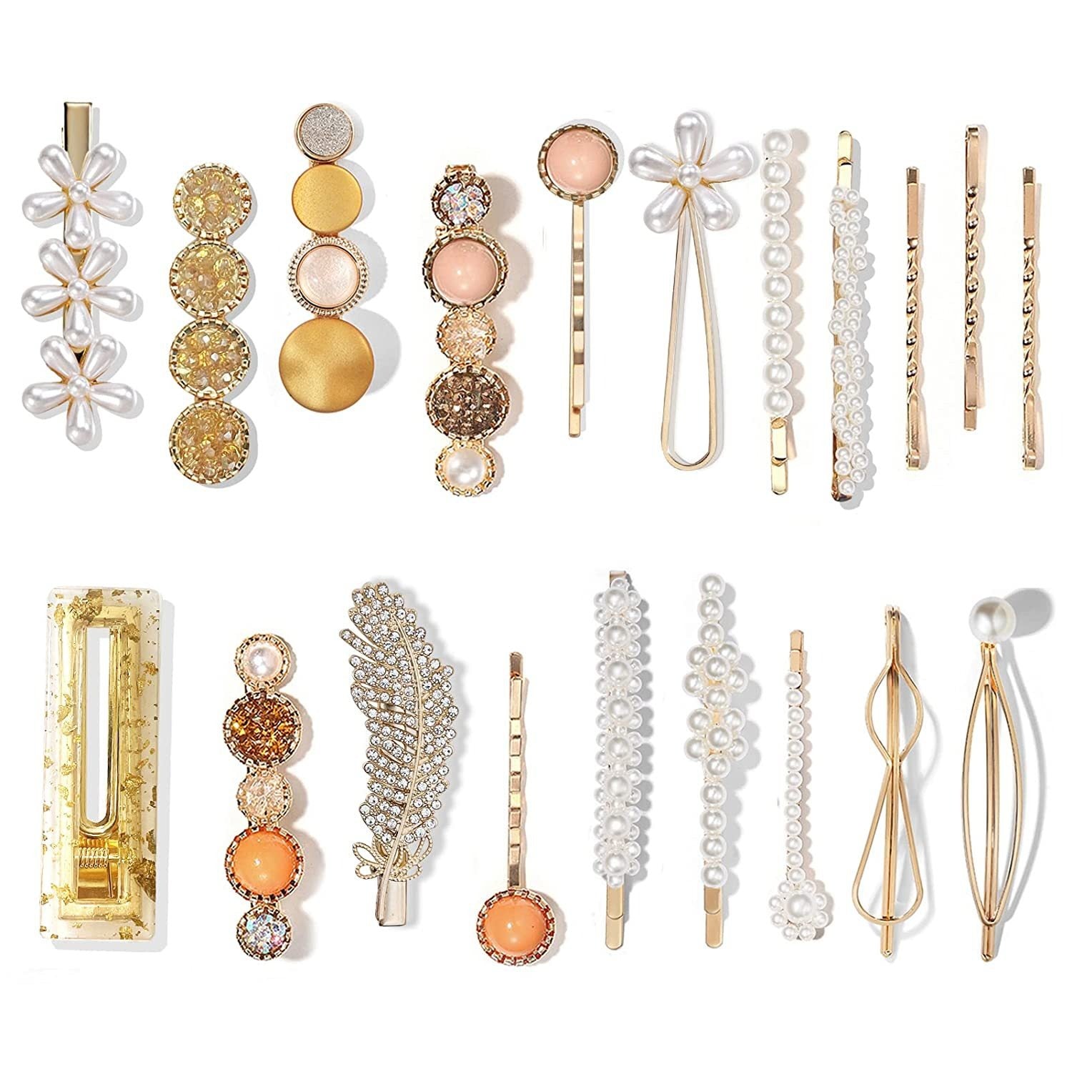 Acetic acid edge clip marble effect hair clip pearl candy color fashionable hair clip combination set