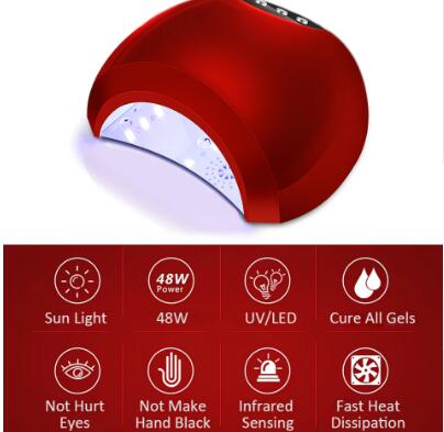 48W UV Lamp Gel LED Nail Lamp  Nail Dryer Sensor Led Light Nail Art Manicure Tool