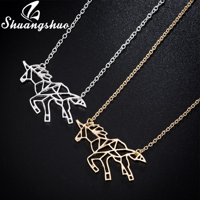 Origami Unicorn Necklace Pendant