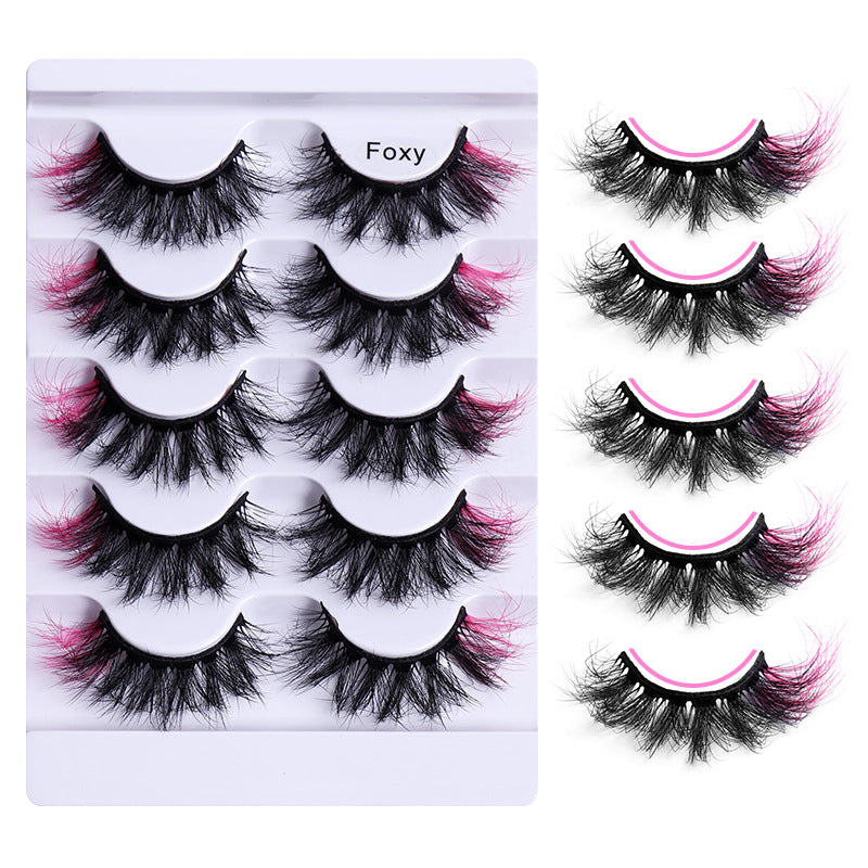 5 Pairs Of Colorful Eyelashes Multi Layer Mink Like Eyelashes