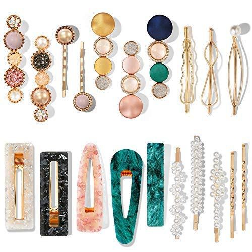 Acetic acid edge clip marble effect hair clip pearl candy color fashionable hair clip combination set