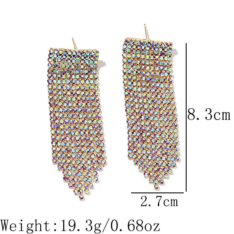 Long Women's Tassel Earrings Shiny Party Earrings