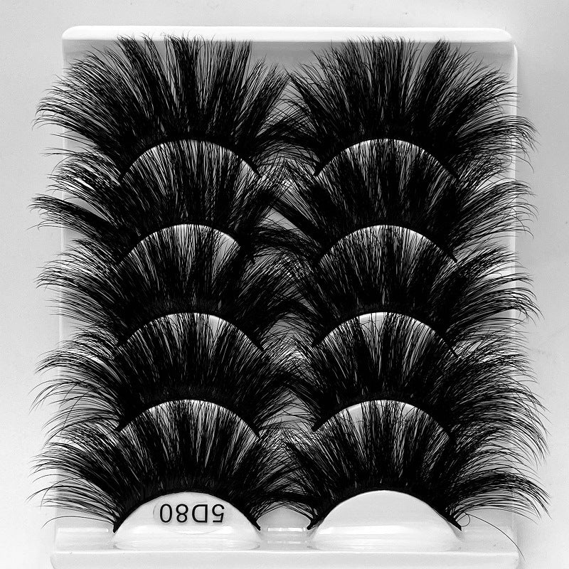 5D 25mm 5 Pairs Mink Eyelashes Multi-Layer