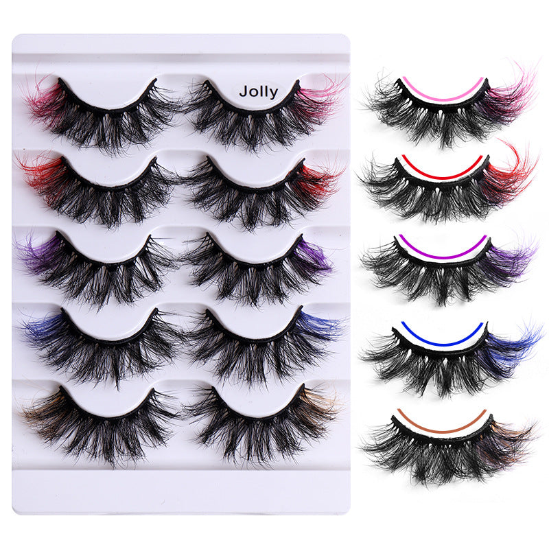 5 Pairs Of Colorful Eyelashes Multi Layer Mink Like Eyelashes