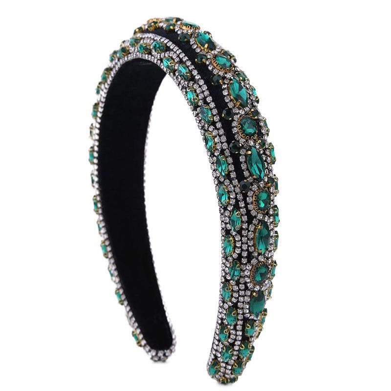 Colored glass diamond heavy industry women's high-end headband headwear