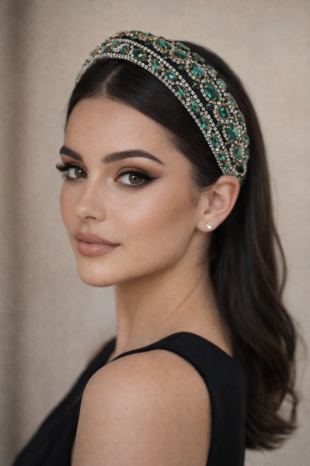 Colored glass diamond heavy industry women's high-end headband headwear